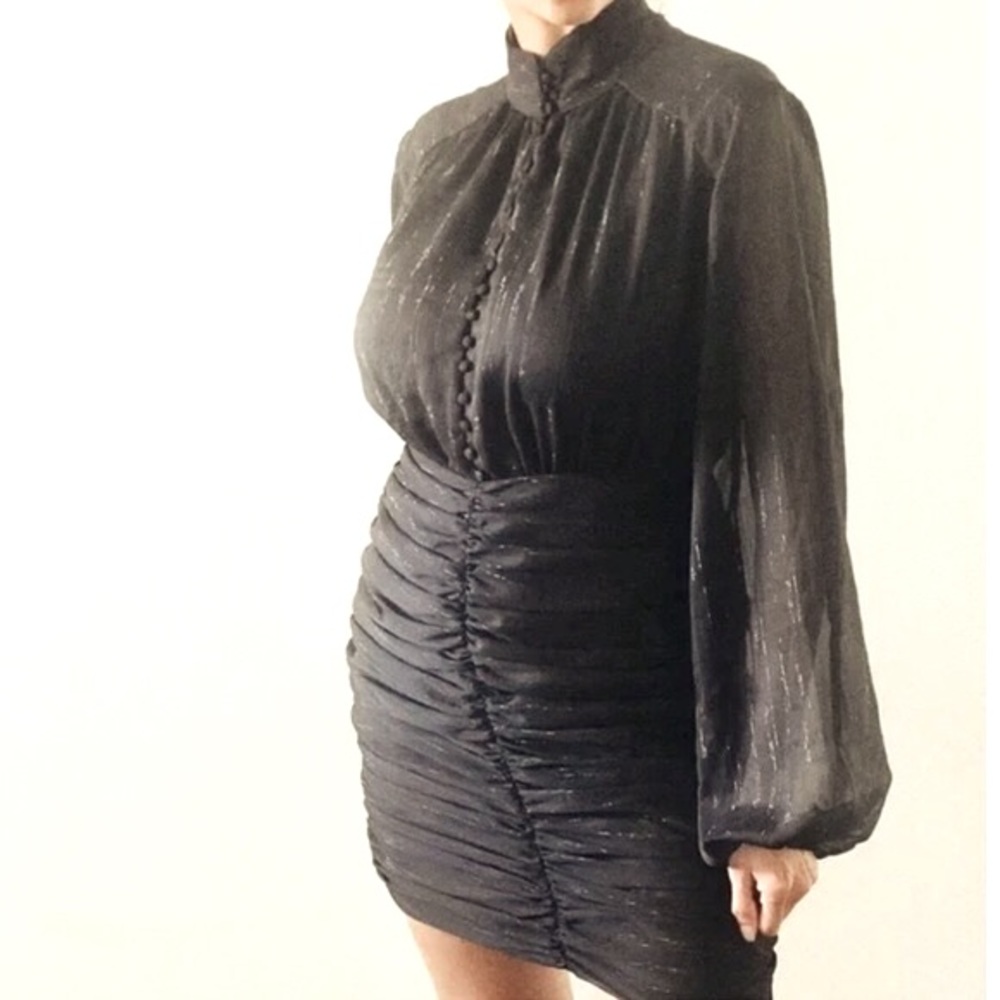 NWTHouse of Harlow1960 Ruched Balloon Sleeve Dress